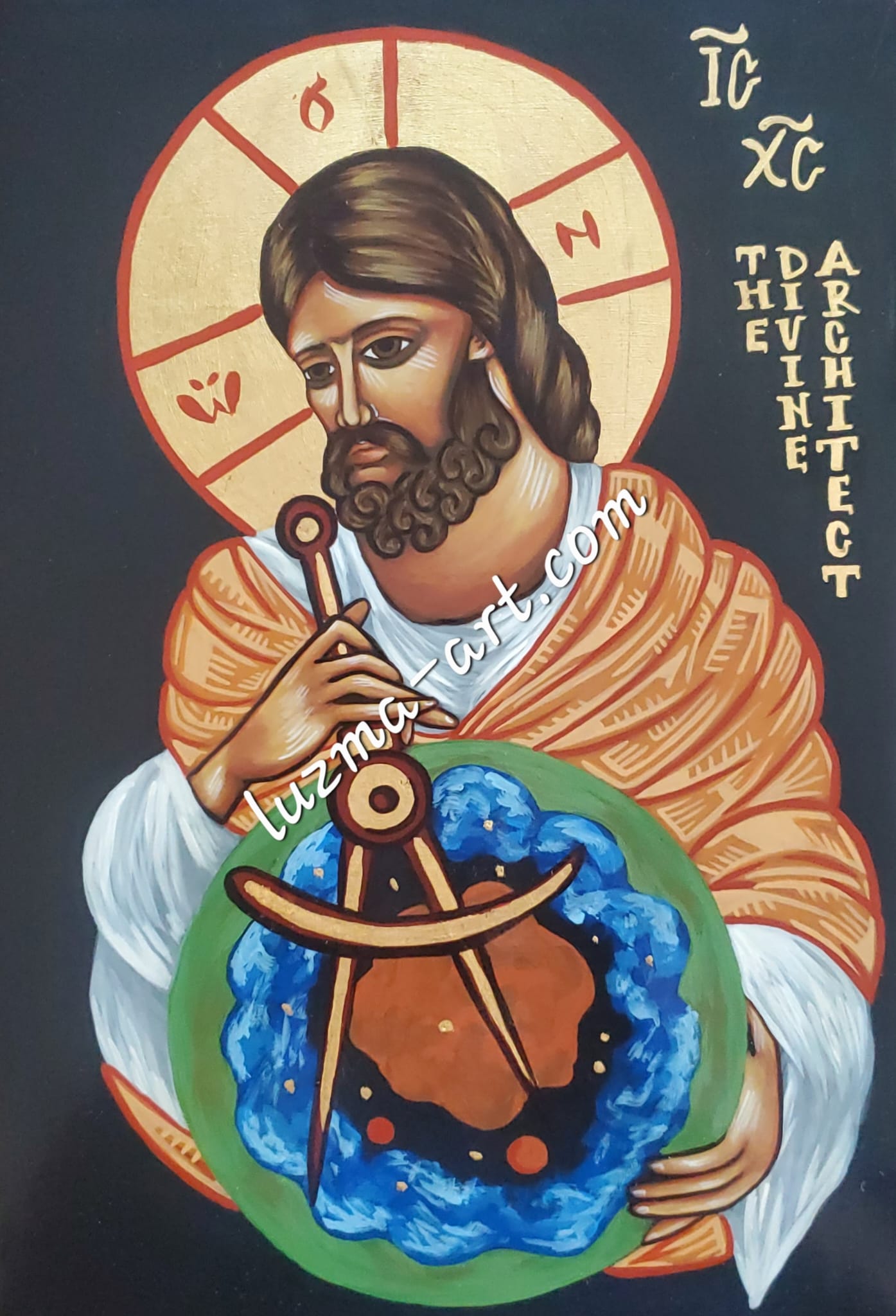 Custom Handwritten Icon (trim & halo in gold)