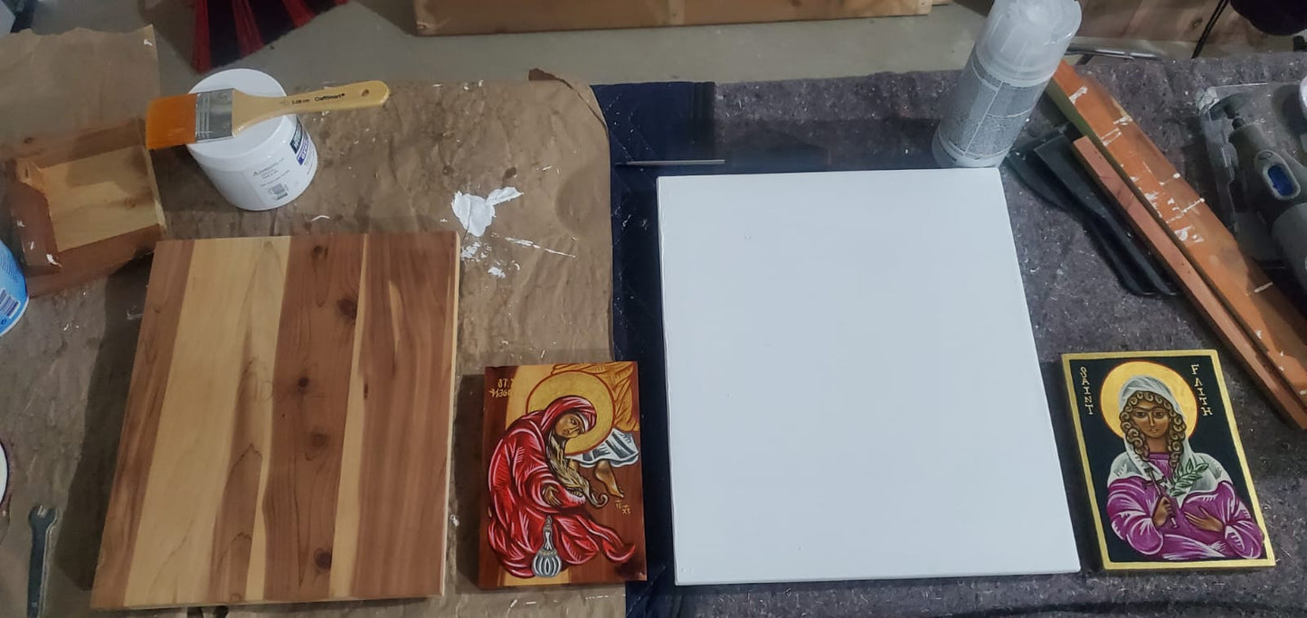 10x12 Custom Icon on Cedar (trim & halo in gold)