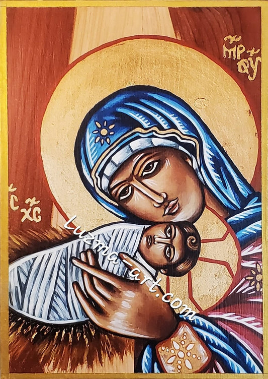 PRINT - Theotokos & The Child Jesus (on Cedar)